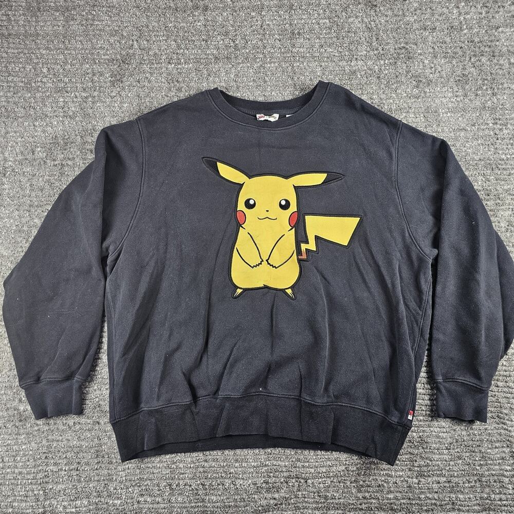 LEVI'S x Pokemon L 25th Anniversary PIKACHU Crewneck Sweatshirt BLACK COLLAB XL